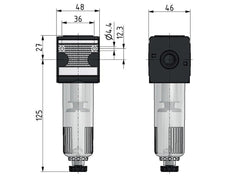 Filter 5microns G3/8'' 2000l/min Semi-Auto Beschermende Kooi Polycarbonaat Multifix 1