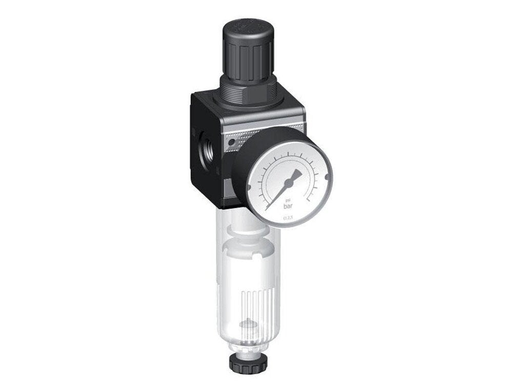 Filter-Regulator G1/4'' 1600 l/min 0.2-6.0bar/3-87psi Auto Protective Cage Cylinder Lock Polycarbonate Multifix 1