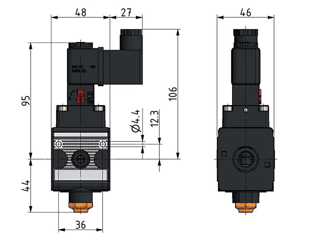 3/2 Valve G3/8 115VAC 900 l/min Multifix 1