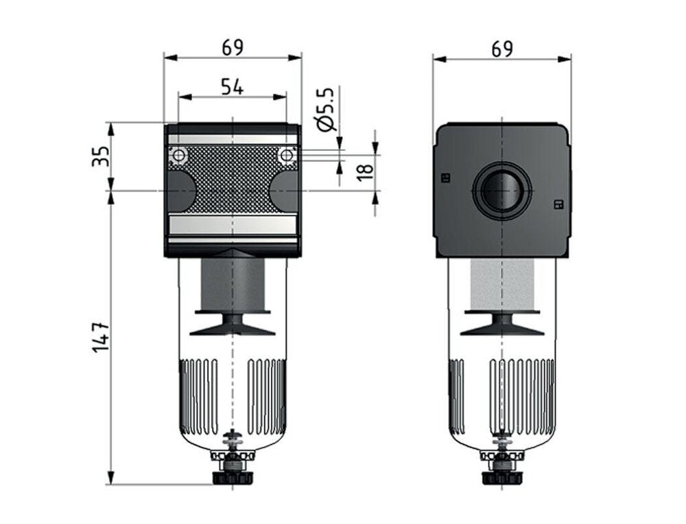 Filter 5microns G3/4'' 5850 l/min Semi-Auto Protective Cage Polycarbonate Multifix 2