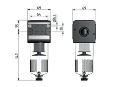 Filter 5microns G3/4'' 5850 l/min Semi-Auto Protective Cage Polycarbonate Multifix 2