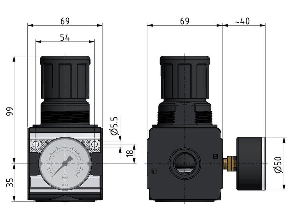 Pressure Regulator G3/4'' 8700 l/min 0.2-6.0bar/3-87psi Zinc Die-Cast Cylinder Lock Multifix 2