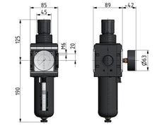 Filter-Regulator G3/4'' 12000 l/min 0.5-10.0bar/7-145psi Semi-Auto Metal Multifix 4
