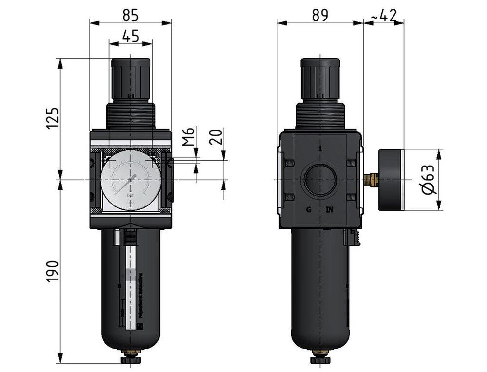 Filter-Regulator G1'' 12000 l/min 0.2-6.0bar/3-87psi Semi-Auto Metal Multifix 4