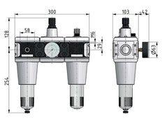FRL G1'' 13500l/min 0,5-16,0bar/7-232psi Multifix 5