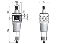 Filter-Regulator G1'' 15000 l/min 0.5-10.0bar/7-145psi Semi-Auto Protective Cage Polycarbonate Multifix 5