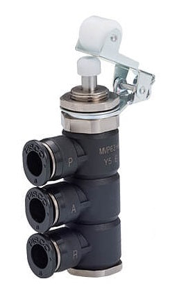 6mm Normally Closed Tube Exhaust Panel Mount Roller Type 3/2-Way Mechanical Valve