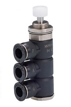 4mm Normally Closed Tube Exhaust Panel Mount Pin Type 3/2-Way Mechanical Valve