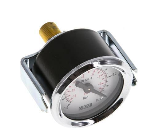 -1..0 Bar (-15..0 psi) Paneelmontage Manometer Staal/Brons 40 mm Klasse 2.5 (Beugel)
