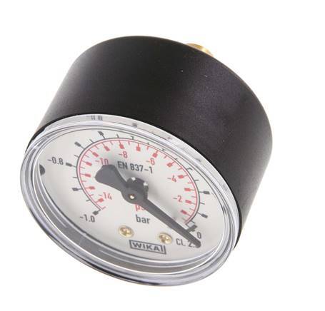 1..0 Bar Manometer Achteraansluiting Kunststof/Messing 50 mm Klasse 2.5