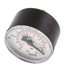1..0 Bar Manometer Achteraansluiting Kunststof/Messing 50 mm Klasse 2.5