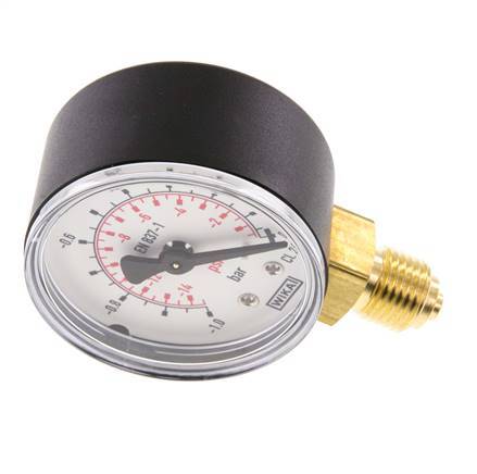 1..0 Bar Manometer Onderaansluiting Kunststof/Messing 50 mm Klasse 2.5