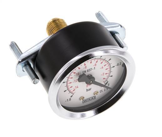 -1..0 Bar (-15..0 psi) Paneelmontage Manometer Staal/Brons 50 mm Klasse 2.5 (Beugel)