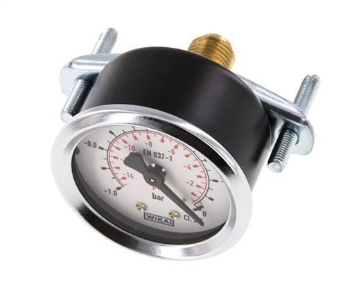 -1..0 Bar (-15..0 psi) Paneelmontage Manometer Staal/Brons 50 mm Klasse 2.5 (Beugel)