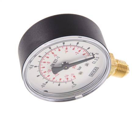 1..0 Bar Manometer Onderaansluiting Kunststof/Messing 63 mm Klasse 2.5