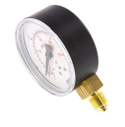 1..15 Bar Manometer Onderaansluiting Kunststof/Messing 63 mm Klasse 2.5