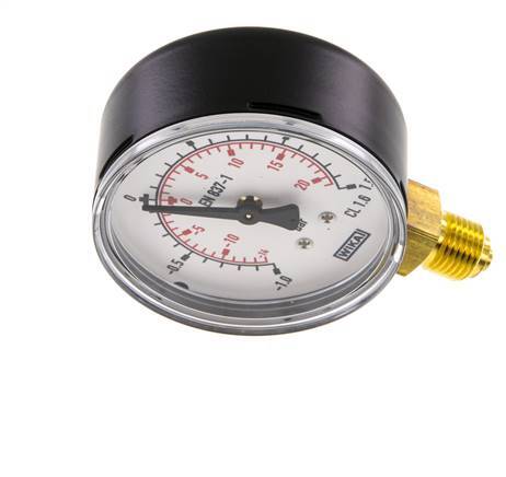 '-1..1.5 Bar Manometer Onderaansluiting Staal/Messing 63 mm Klasse 1.6
