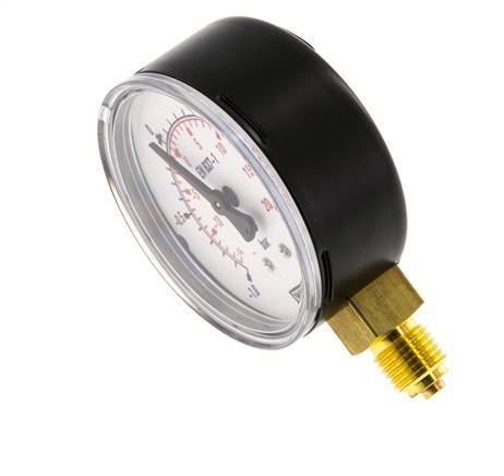 '-1..1.5 Bar Manometer Onderaansluiting Staal/Messing 63 mm Klasse 1.6