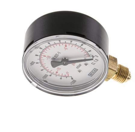 '-1.2..0 Bar Manometer Onderaansluiting Staal/Messing 63 mm Klasse 1.6