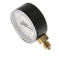 -1.2..0 Bar (-17..0 psi) Pressure Gauge Below Steel/Brass 63 mm Class 1.6