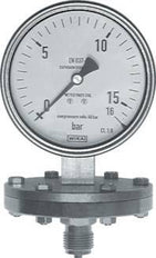 0..250 mbar Membraan Manometer Onderaansluiting RVS 100 mm Klasse 1.6