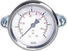 0...1 Bar (0..15 psi) Paneelmontage manometer Staal/Brons 40 mm Klasse 2,5 - 1/4'' (Beugel)
