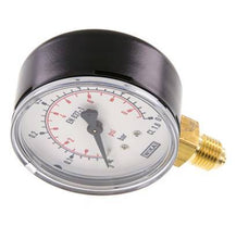 0..0.6 Bar (0..9 psi) Pressure Gauge Below Steel/Brass 63 mm Class 1.6