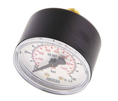 0..100 Bar Manometer Achteraansluiting Kunststof/Messing 50 mm Klasse 2.5