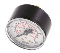 0..100 Bar (0..1450 psi) Pressure Gauge Rear Steel/Brass 50 mm Class 1.6