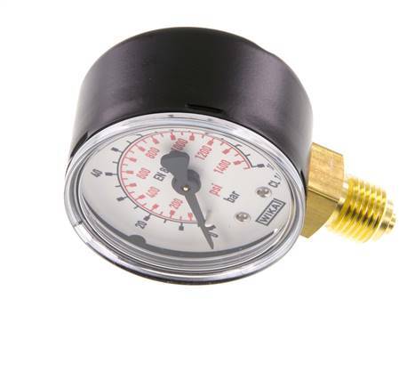 0..100 Bar Manometer Onderaansluiting Staal/Messing 50 mm Klasse 1.6