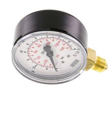 0..100 Bar Manometer Onderaansluiting Staal/Messing 63 mm Klasse 1.6