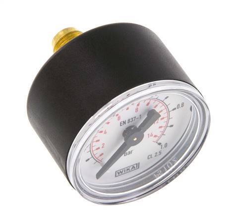0..1 Bar Manometer Achteraansluiting Kunststof/Messing 40 mm Klasse 2.5