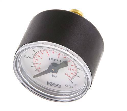 0..1 Bar Manometer Achteraansluiting Kunststof/Messing 40 mm Klasse 2.5