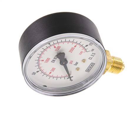 0..160 Bar Manometer Onderaansluiting Kunststof/Messing 63 mm Klasse 2.5