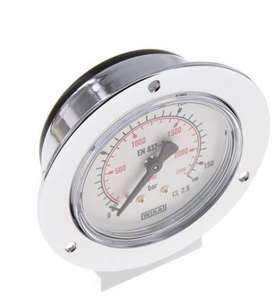 0..160 Bar (0..2321 psi) Panel Mount Pressure Gauge Steel/Brass 63 mm Class 2.5 (Front Panel)