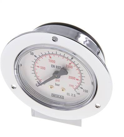 0..160 Bar (0..2321 psi) Panel Mount Pressure Gauge Steel/Brass 63 mm Class 2.5 (Front Panel)