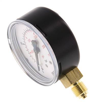 0..160 Bar Manometer Onderaansluiting Staal/Messing 63 mm Klasse 1.6