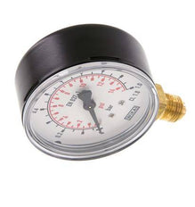 0..1 Bar (0..15 psi) Pressure Gauge Below Steel/Brass 63 mm Class 1.6