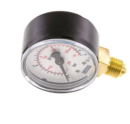 0..16 Bar (0..232 psi) Pressure Gauge Below Steel/Brass 50 mm Class 1.6
