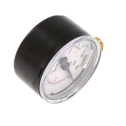 0..1.6 Bar Manometer Onderaansluiting Staal/Messing 50 mm Klasse 1.6