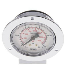 0..250 Bar (0..3626 psi) Panel Mount Pressure Gauge Steel/Brass 63 mm Class 2.5 (Front Panel)