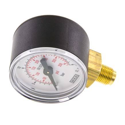 0..25 Bar (0..363 psi) Pressure Gauge Below Plastic/Brass 40 mm Class 2.5