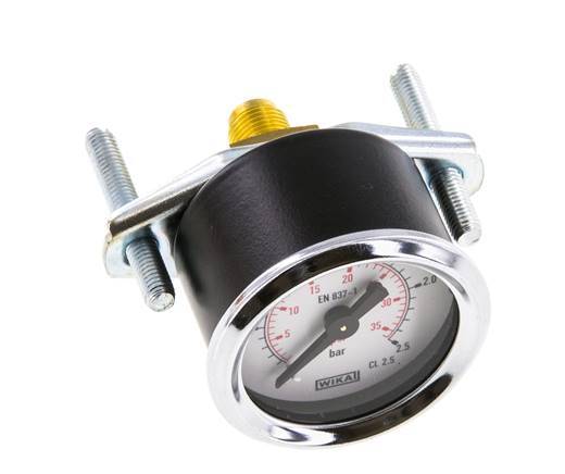 0...2.5 Bar (0..36 psi) Paneelmontage Manometer Staal/Brons 40 mm Klasse 2.5 (Beugel)