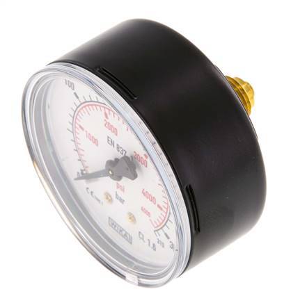 0..315 Bar Pressure Gauge Rear Steel/Brass 63 mm Class 1.6
