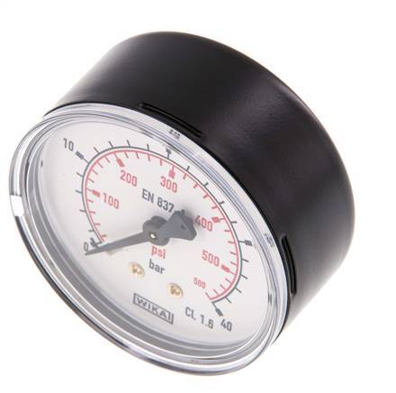 0..40 Bar (0..580 psi) Pressure Gauge Rear Steel/Brass 63 mm Class 1.6