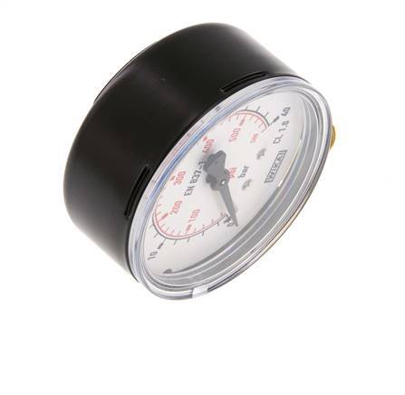 0..40 Bar Manometer Onderaansluiting Staal/Messing 63 mm Klasse 1.6