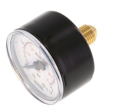 0..4 Bar Manometer Achteraansluiting Staal/Messing 50 mm Klasse 1.6