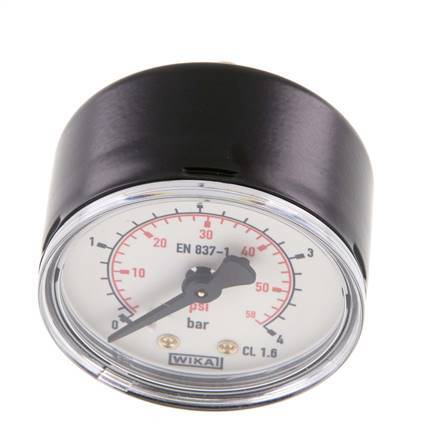 0..4 Bar Manometer Achteraansluiting Staal/Messing 50 mm Klasse 1.6
