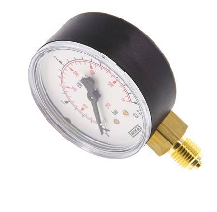 0..4 Bar (0..58 psi) Pressure Gauge Below Plastic/Brass 63 mm Class 2.5