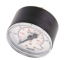 0..60 Bar Manometer Achteraansluiting Kunststof/Messing 50 mm Klasse 2.5